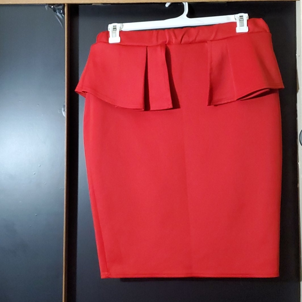 Boohoo Red Peplum Skirt